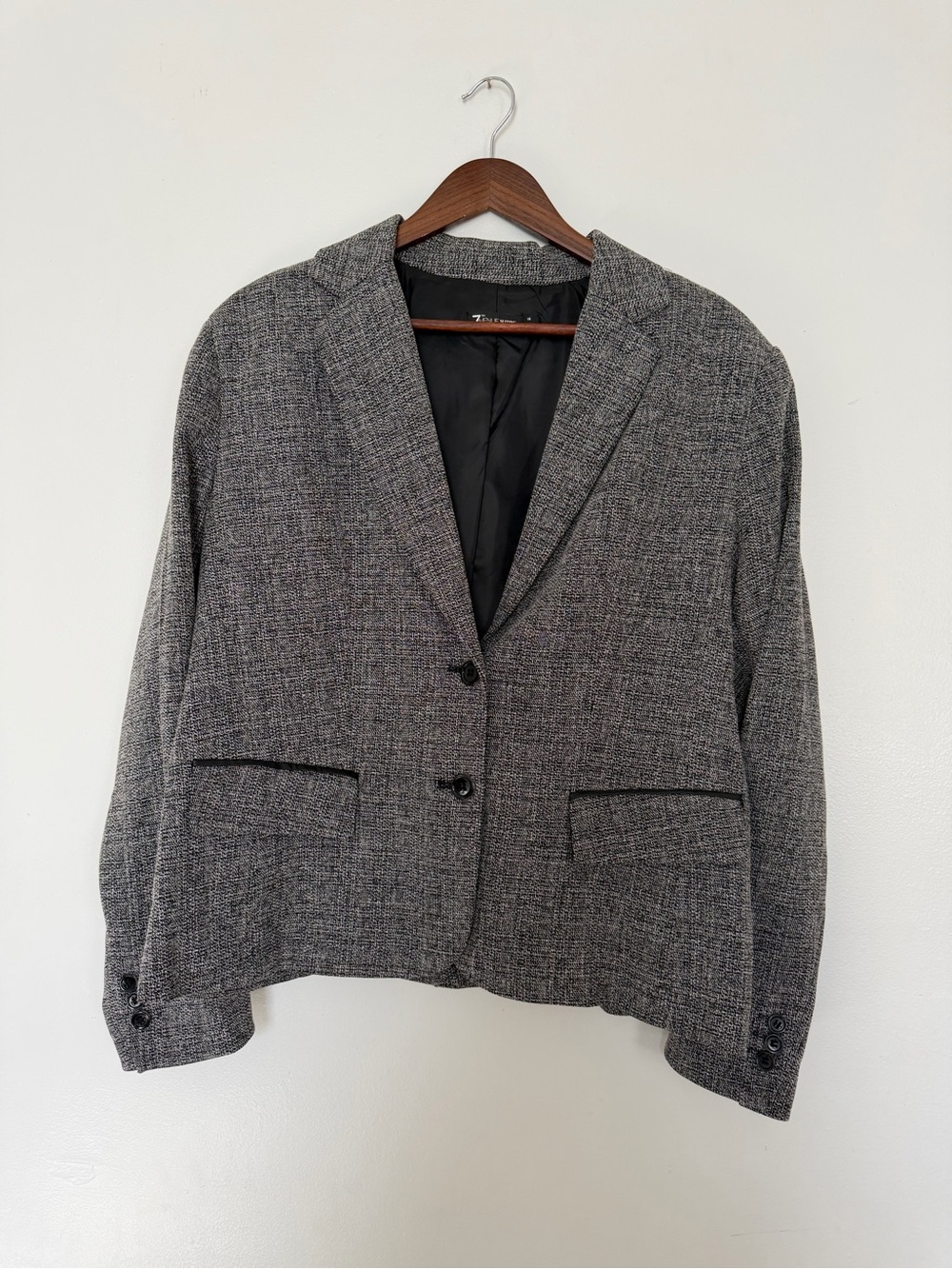 New York & Company Gray Tweed Two-Button Blazer- Size 16